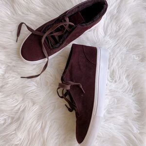 VIA SPIGA Sartin Chukka bootie shearling lined suede burgundy color NWOT size 7